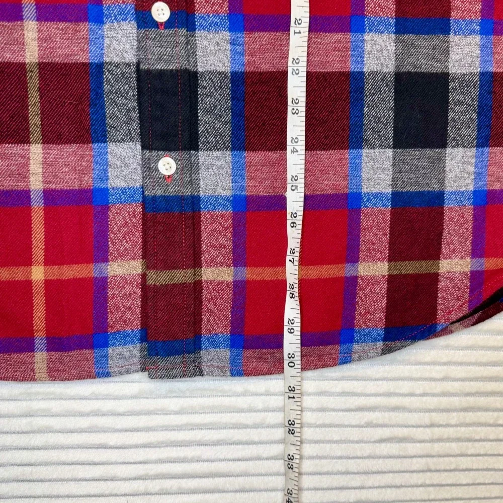 The North Face Plaid Flannel Shirt Men's Medium Red Blue Black Cotton Button Up